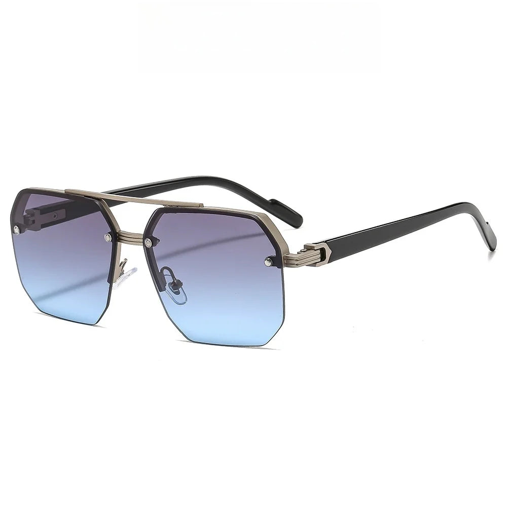 a-lunettes de soleil rétro carrées pour homme et femme, monture métallique de luxe, tendance, UV400,