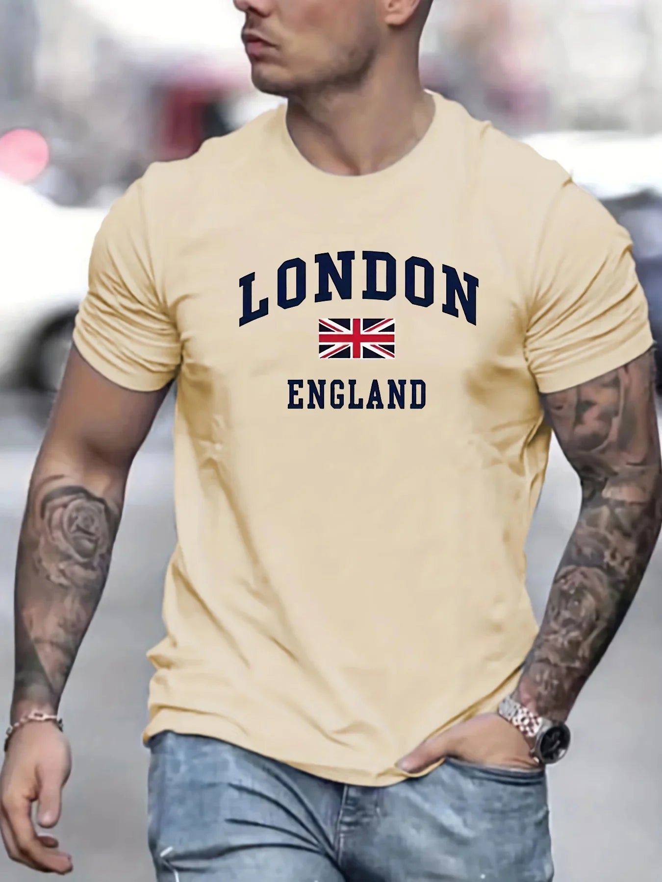 T-shirt à Manches Courtes et Col Rond pour Homme, Haut Décontracté en Coton Pur,