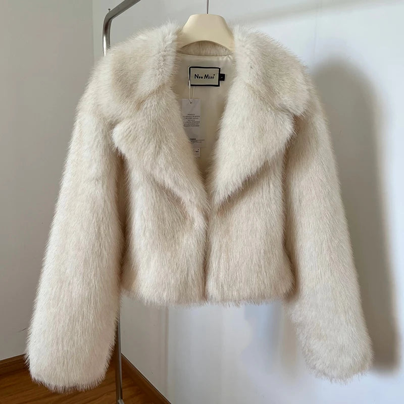 veste en fausse fourrure de renard pour femme