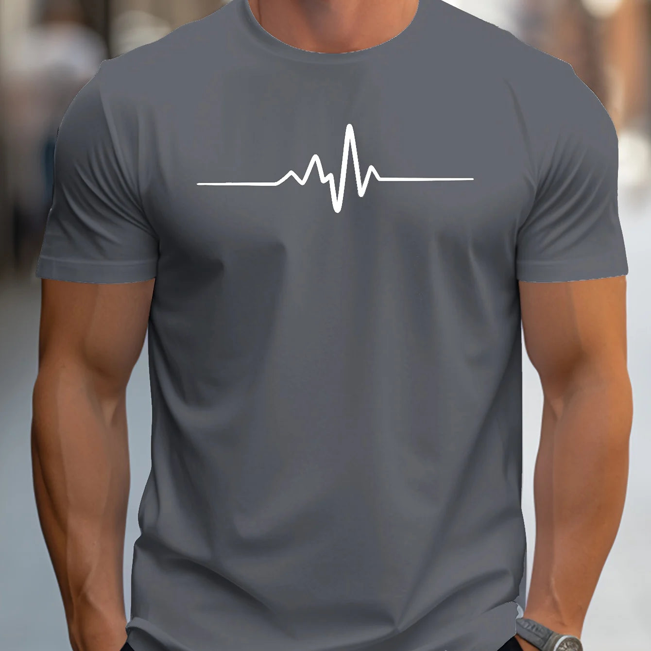 T-shirt manches courtes, col rond, homme, 100% coton, taille ample, motif créatif imprimé, coupe cintrée, sport, décontracté,