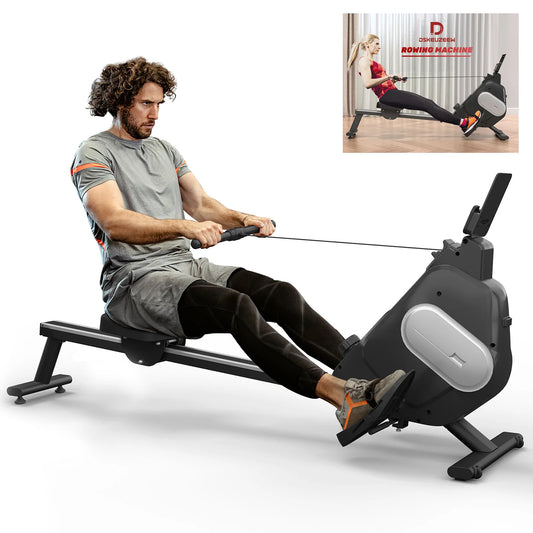 Rameur Magnétique Pliable avec Écran LCD, Charge Maximale de 120kg