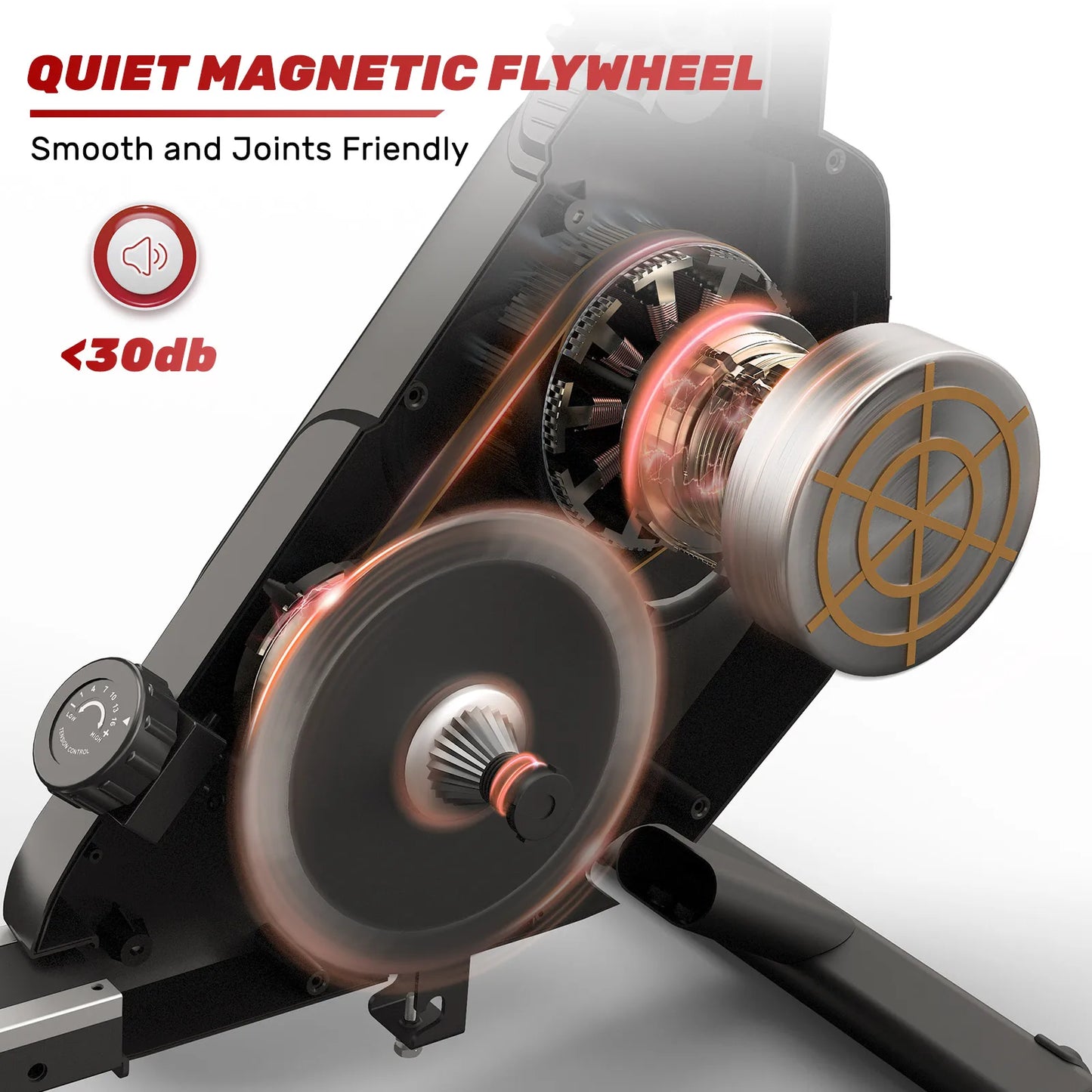 Rameur Magnétique Pliable avec Écran LCD, Charge Maximale de 120kg