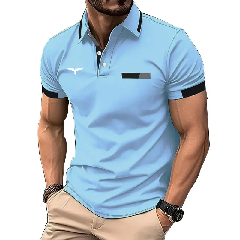 Polo à manches courtes pour homme, 100% polyester, impression numérique 3D, affaires, décontracté,