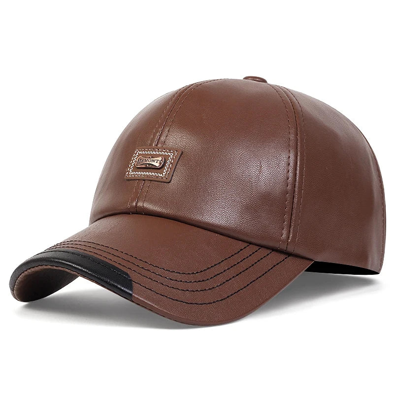 casquette de baseball en cuir Pu avec étiquette de lettre, unisexe, casquette décontractée, réglable, pour l'extérieur, casquette de protection solaire,
