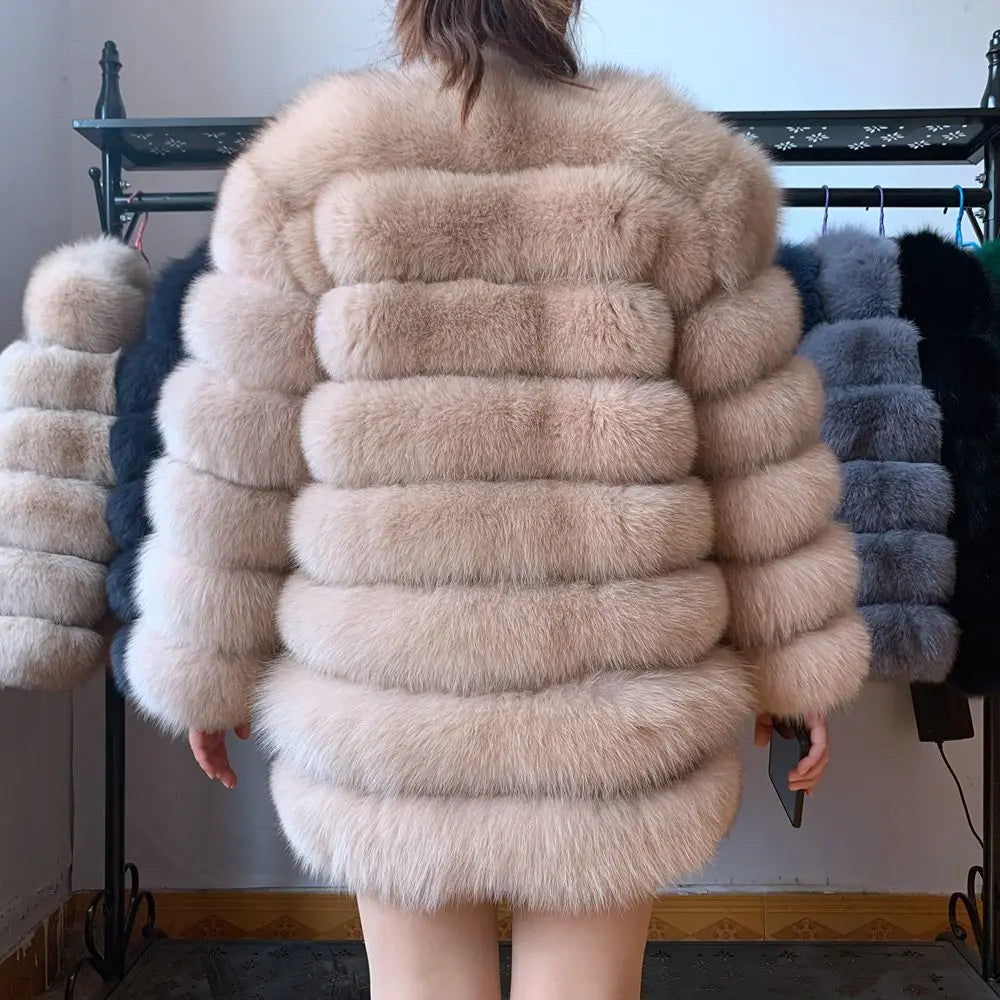 veste en fourrure de renard véritable pour femme