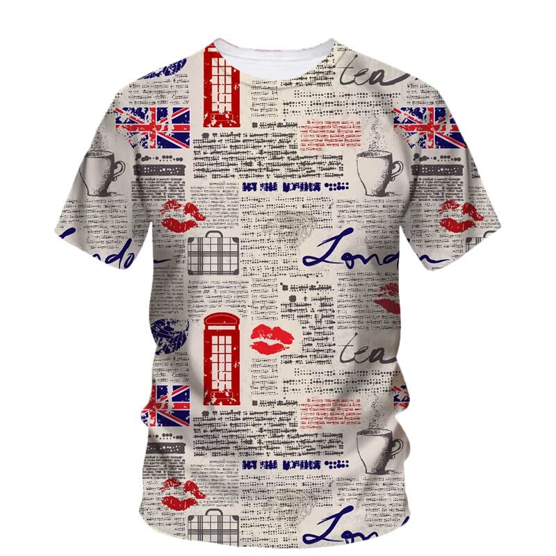 T-Shirt été homme et femme, mode, manches courtes, surdimensionné, Streetwear, impression 3D basée en angleterre
