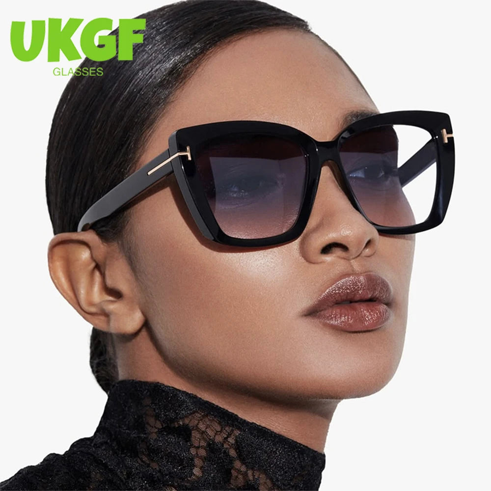 a-lunettes de soleil de Luxe pour femme, oeil De Chat, Carrées, rétro, moderne, UV400