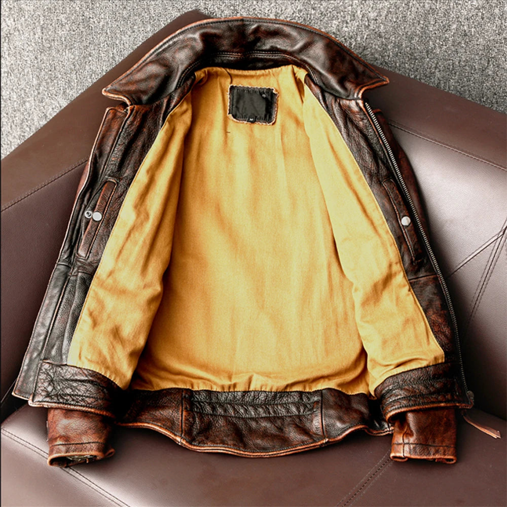 veste en cuir véritable pour homme