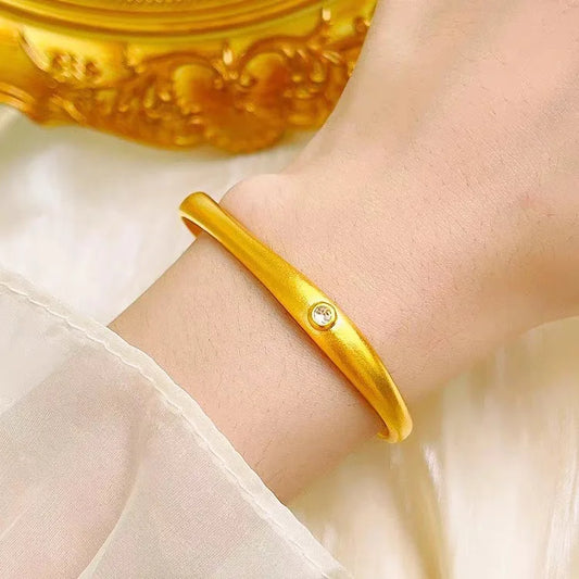 Bracelet fer à cheval en or véritable 24 carats avec ouverture, haut de gamme, accessoire vintage,