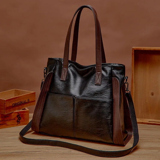 a-Sac fourre-tout en cuir PU, souple, pour femme, sac à bandoulière de grande capacité, sac de luxe,
