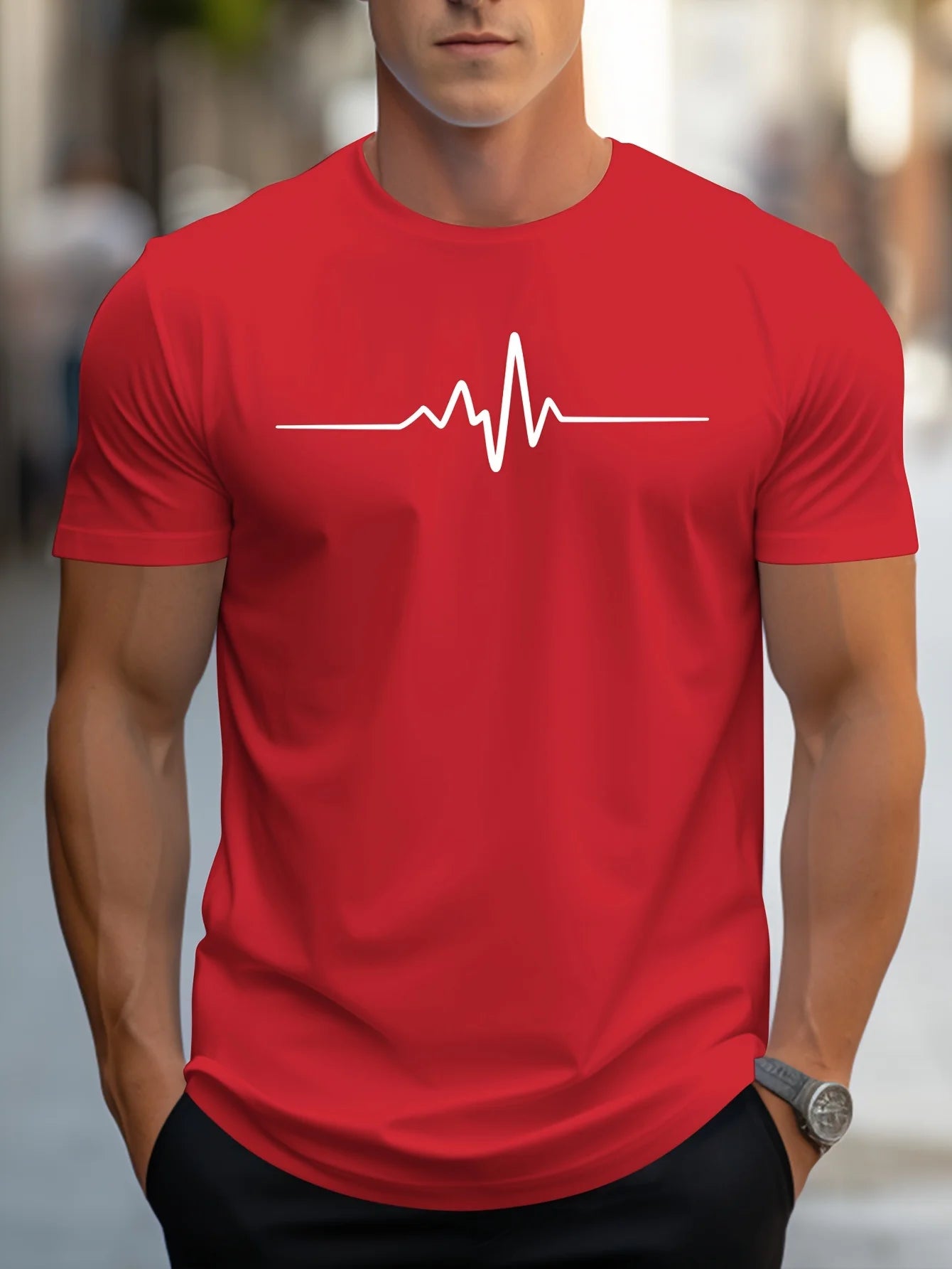 T-shirt manches courtes, col rond, homme, 100% coton, taille ample, motif créatif imprimé, coupe cintrée, sport, décontracté,