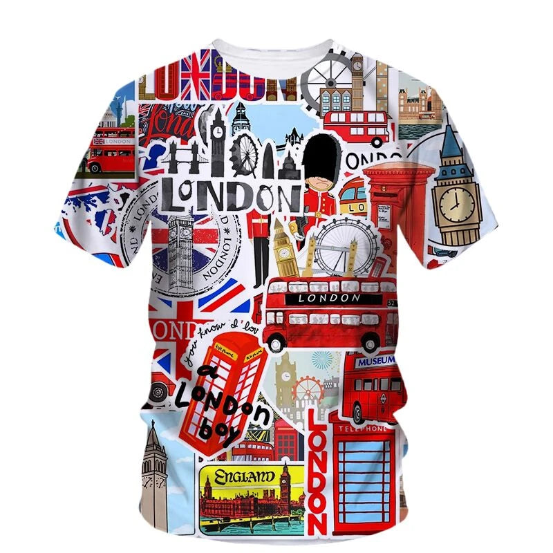 T-Shirt été homme et femme, mode, manches courtes, surdimensionné, Streetwear, impression 3D basée en angleterre