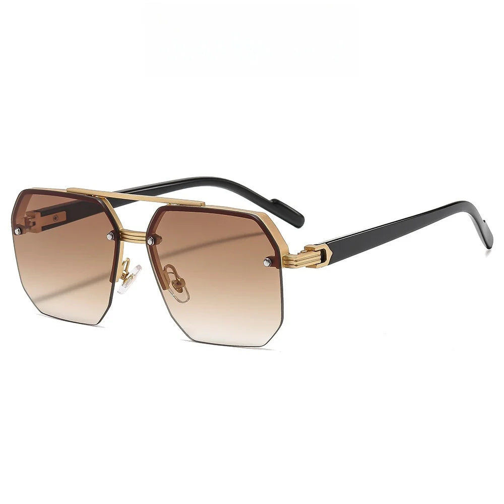 a-lunettes de soleil rétro carrées pour homme et femme, monture métallique de luxe, tendance, UV400,