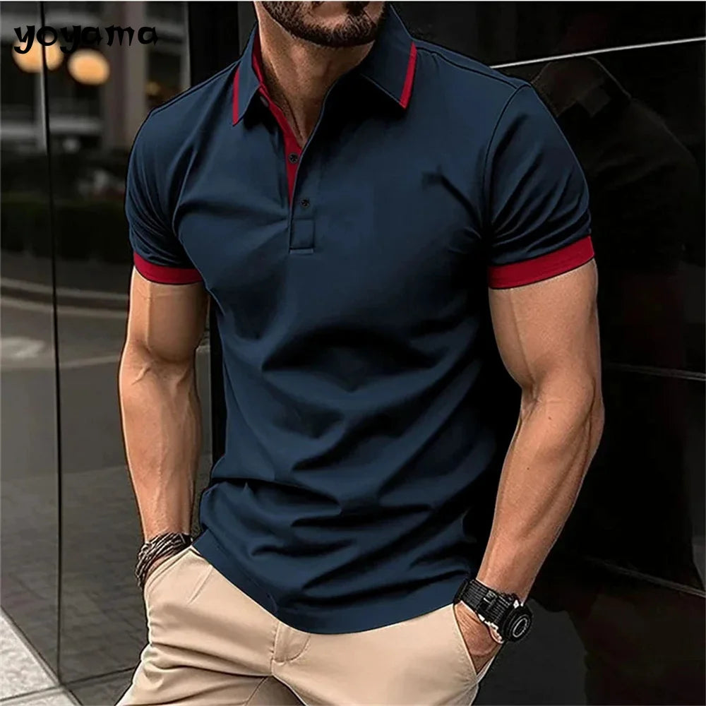 polo à manches courtes, imprimé 3D pour homme, monochrome, vêtement décontracté,  simple,