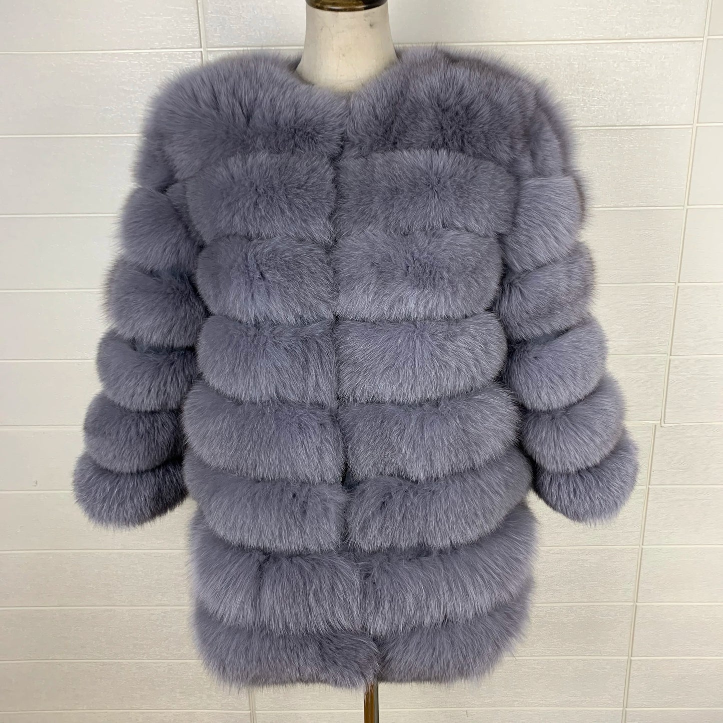 veste en fourrure de renard véritable pour femme