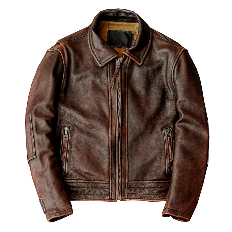 veste en cuir véritable pour homme