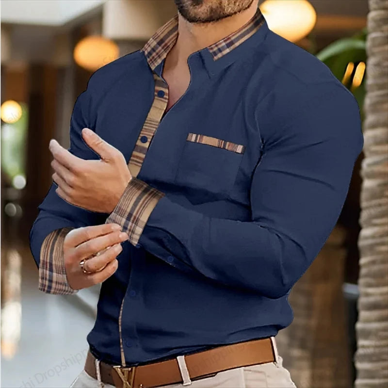 chemise pour homme d'affaires, chemises de bureau à manches longues, chemise hawaïenne homme, mode décontracté, boutonné, rayé,