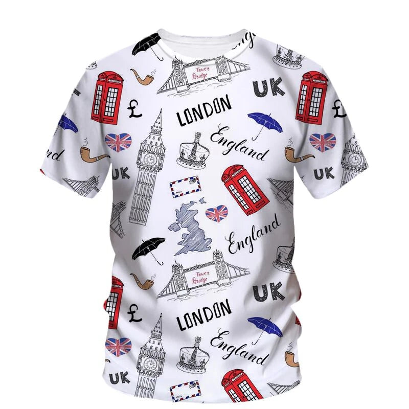 T-Shirt été homme et femme, mode, manches courtes, surdimensionné, Streetwear, impression 3D basée en angleterre