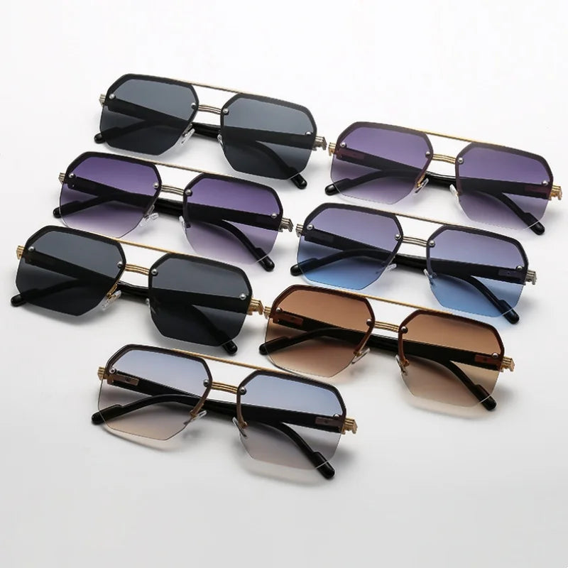a-lunettes de soleil rétro carrées pour homme et femme, monture métallique de luxe, tendance, UV400,