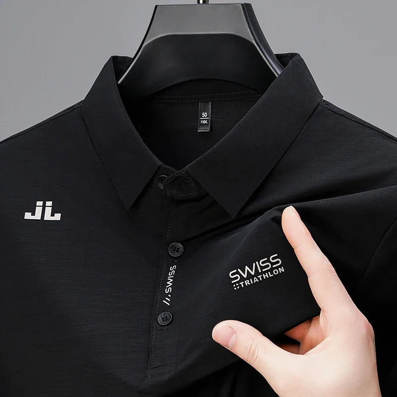 Polo décontracté à manches courtes pour homme, chemise d'affaires avec badge, polyvalent,