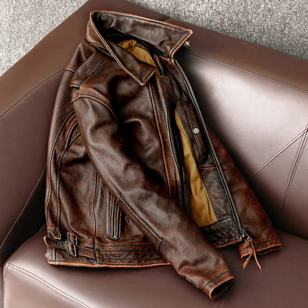 veste en cuir véritable pour homme