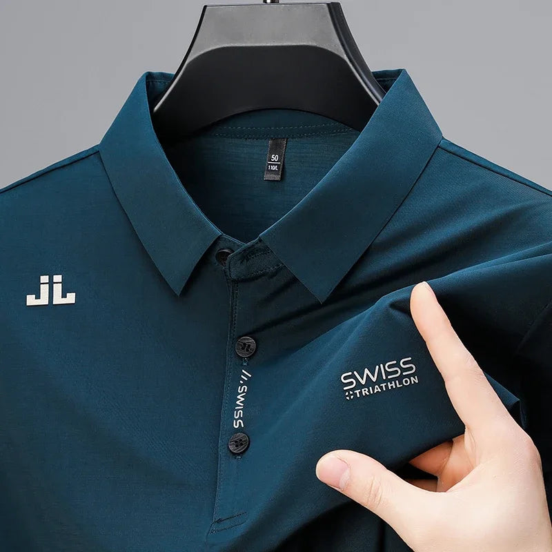 Polo décontracté à manches courtes pour homme, chemise d'affaires avec badge, polyvalent,