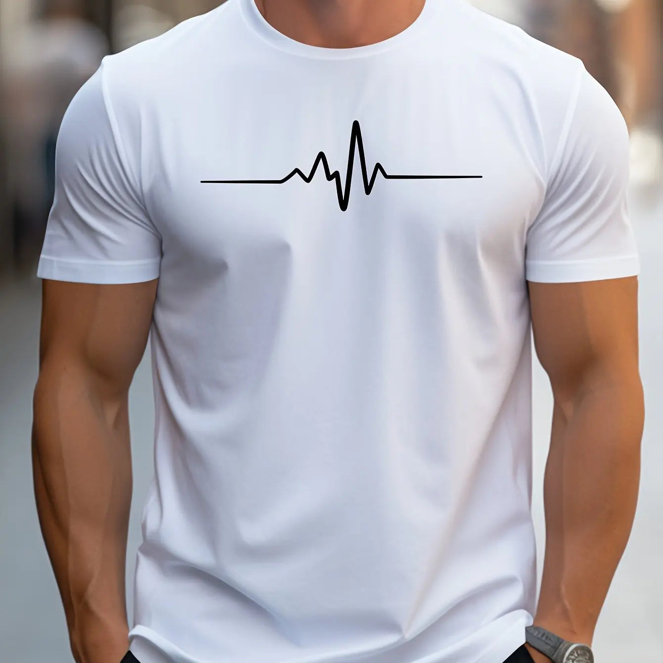 T-shirt manches courtes, col rond, homme, 100% coton, taille ample, motif créatif imprimé, coupe cintrée, sport, décontracté,