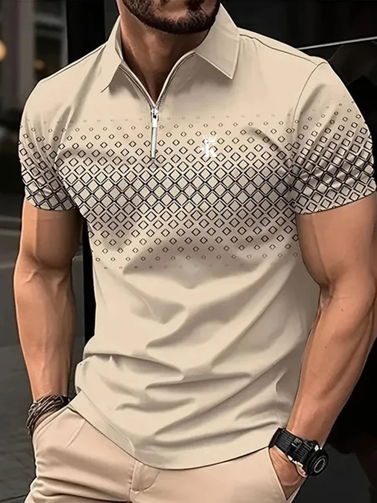 Polo de golf à manches courtes pour homme, polyester, micro-élastique, décontracté, été,