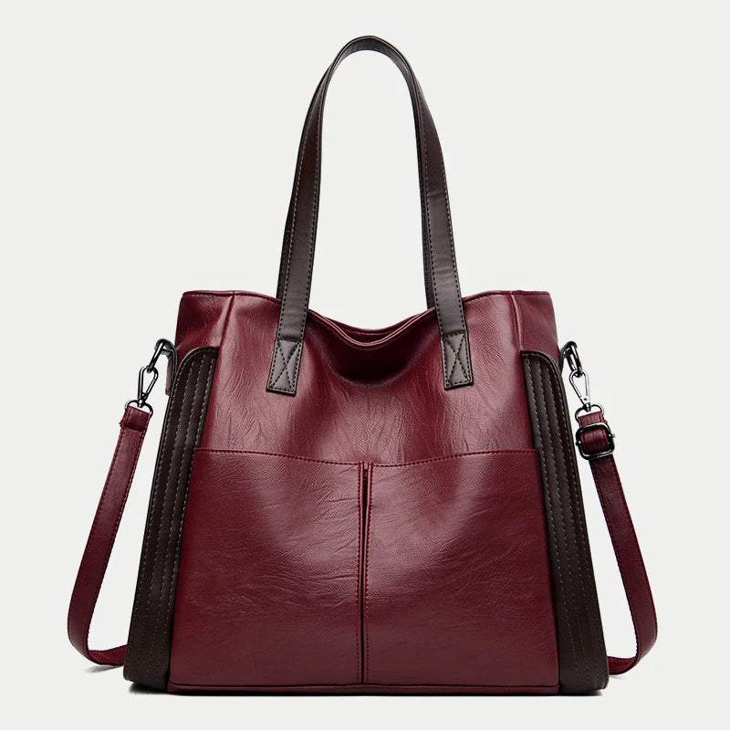 a-Sac fourre-tout en cuir PU, souple, pour femme, sac à bandoulière de grande capacité, sac de luxe,