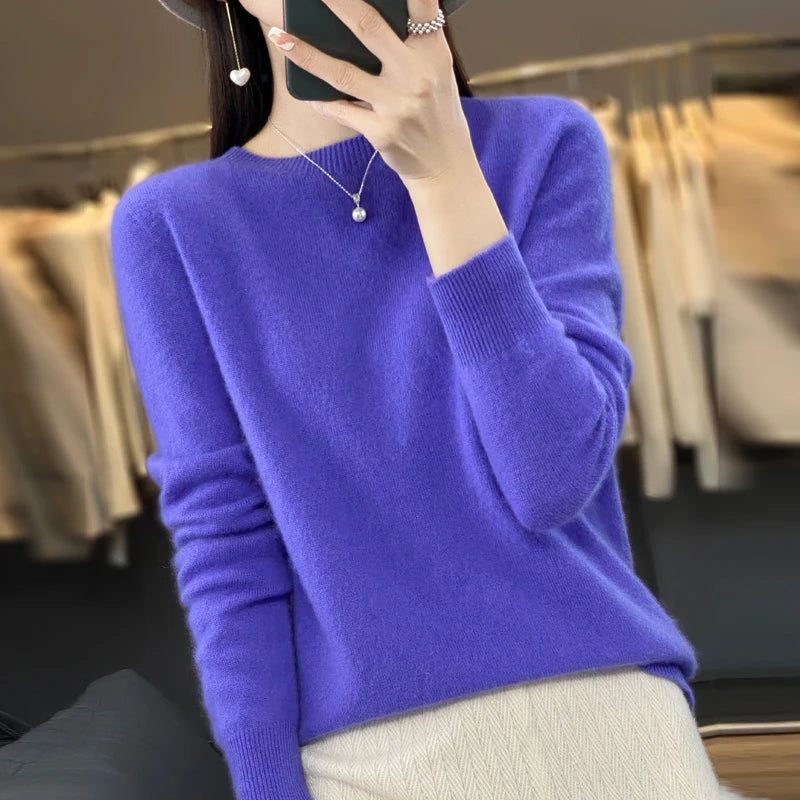 pull en cachemire à col rond pour femme