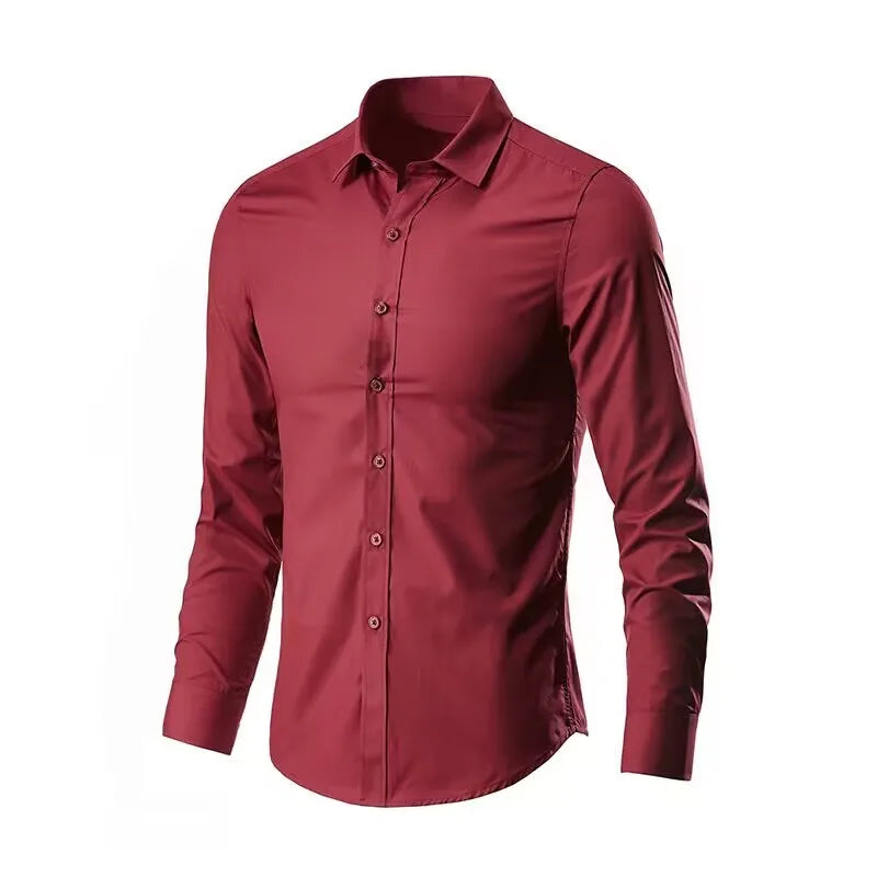 Chemise élastique, slim,  à manches longues pour homme, confortable, respirant, affaires, mode,