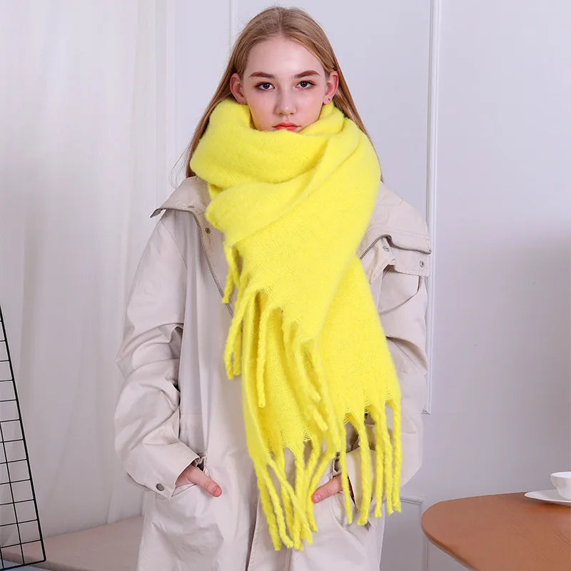 a-écharpe d'hiver, chaud, couleur unie, couverture longue -a