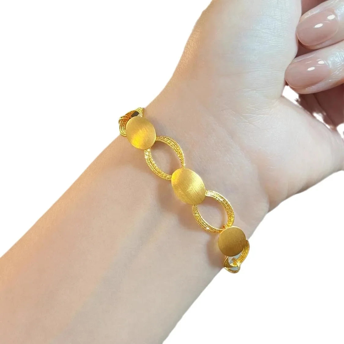 or véritable 24 carats, artisanat brossé, collier narimbriqué, bracelet en or,