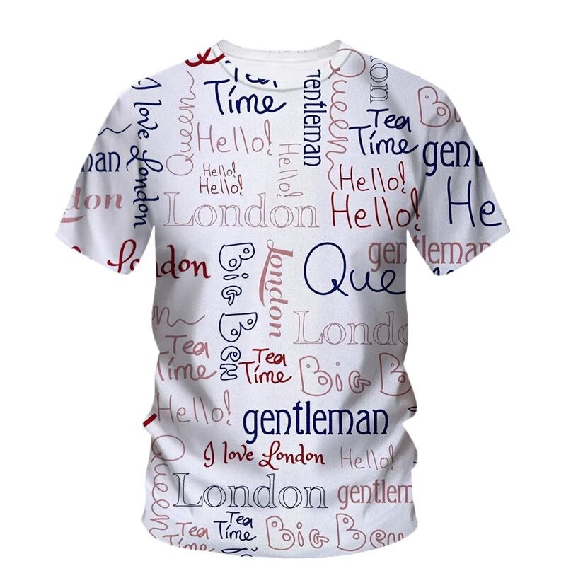 T-Shirt été homme et femme, mode, manches courtes, surdimensionné, Streetwear, impression 3D basée en angleterre