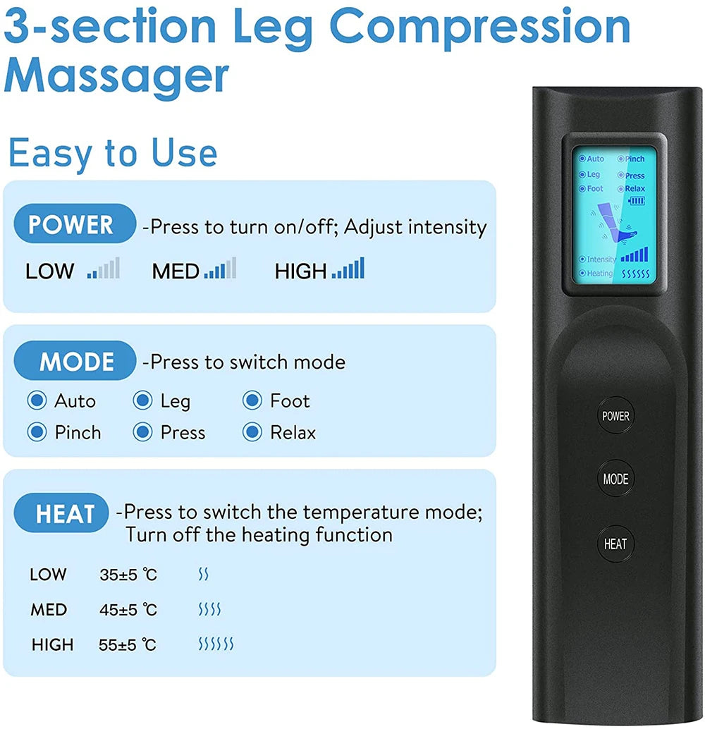 a-Relaxant électrique des muscles des jambes, 6 modes, récupération par Compression d'air,