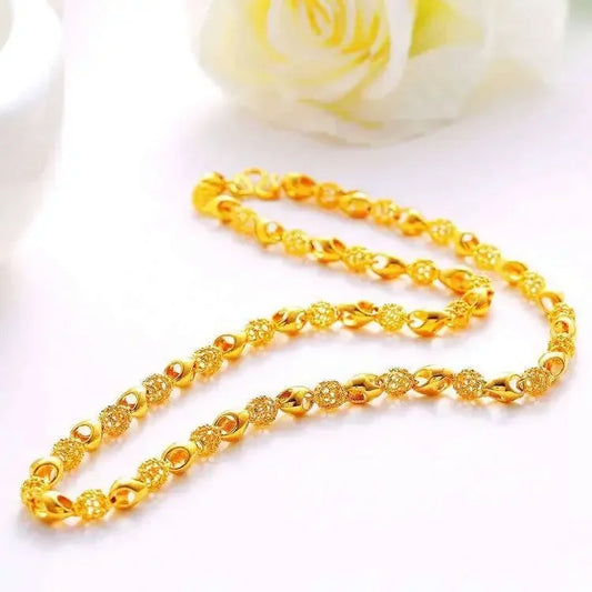 Collier de perles creuses en or 18 carats pour femme, cadeau de bijoux exquis,
