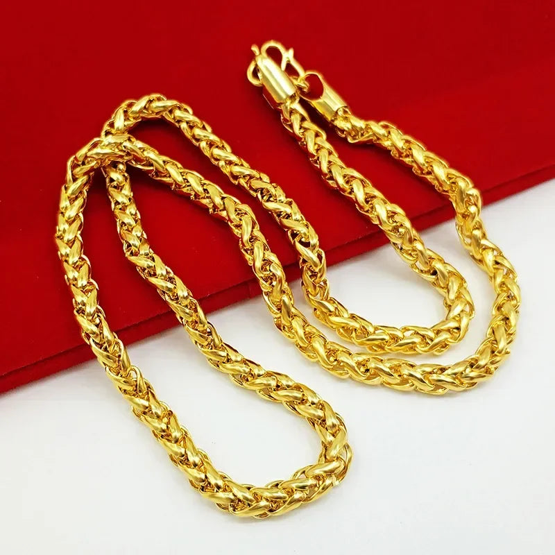 Collier en or 18 carats pour homme et femme, bijoux chaîne creuse AU750, chaîne en os de serpent avec certificat