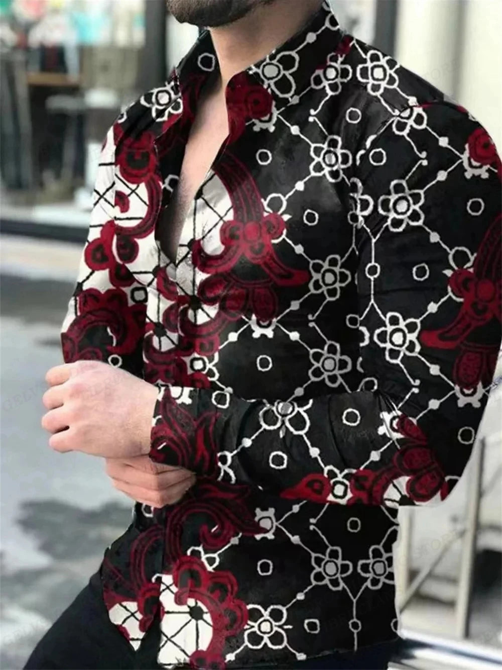 chemise hawaïenne à manches longues pour homme, chemise décontractée, à la mode,