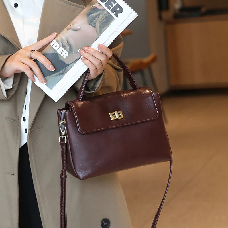 Sac fourre-tout en cuir de vache véritable pour femme, sac à main en cuir de vache naturel