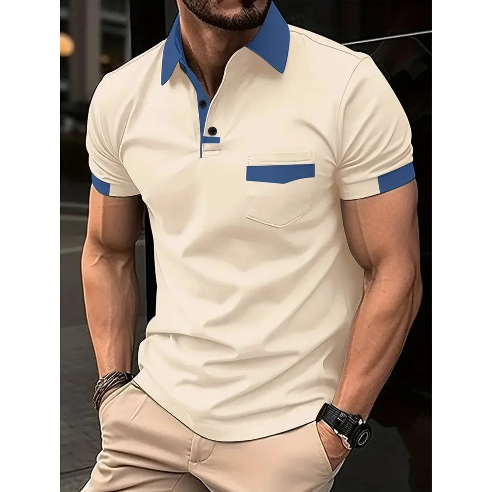 Polo classique à boutons pour hommes, décontracté, sport, respirant