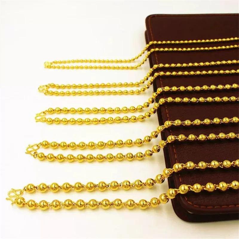 Collier en or véritable, AU999, chaîne de boules, bijou dominateur 24K pour homme et femme,