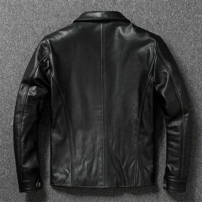 Veste en cuir de cheval de couche supérieure de cire d'huile importée, homme, décontracté,