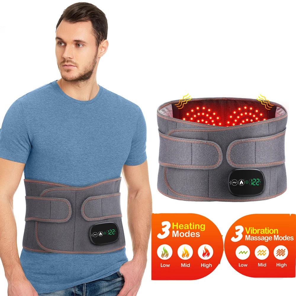 Ceinture de massage chauffante à la lumière rouge, compresse chaude sans fil, vibration du do