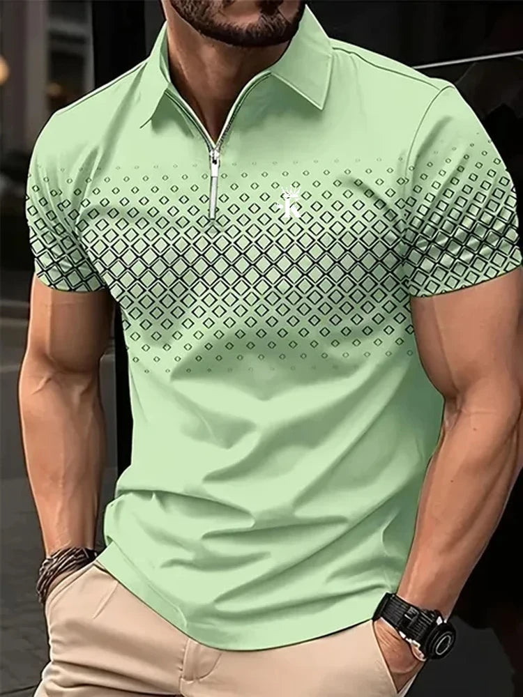 Polo de golf à manches courtes pour homme, polyester, micro-élastique, décontracté, été,