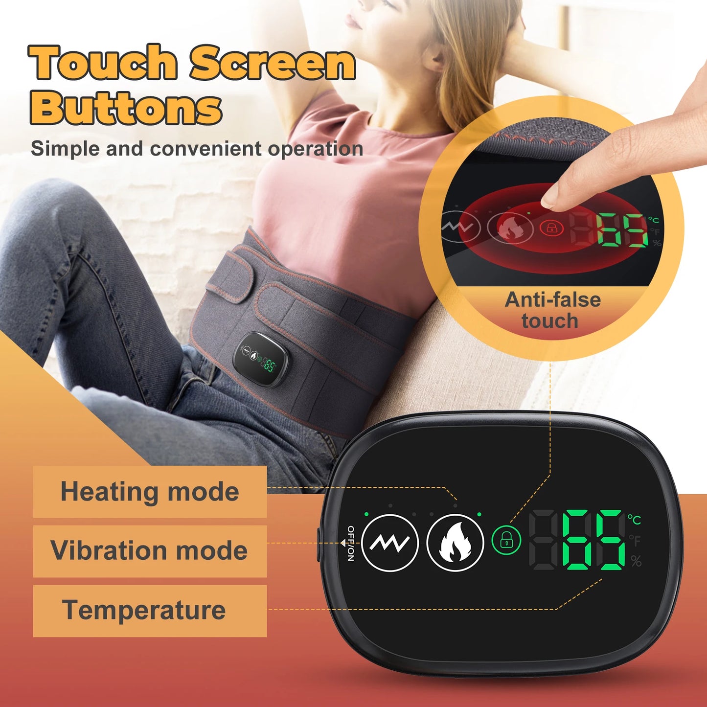 Ceinture de massage chauffante à la lumière rouge, compresse chaude sans fil, vibration du do