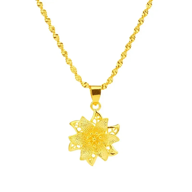 Collier pendentif lys en or 18 carats pour femme, bijoux de cou,