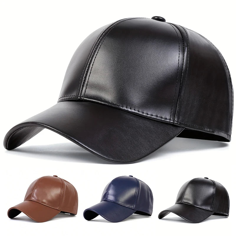 casquette de baseball en cuir PU pour homme et femme, solide, automne,  hiver, hip hop, snapback