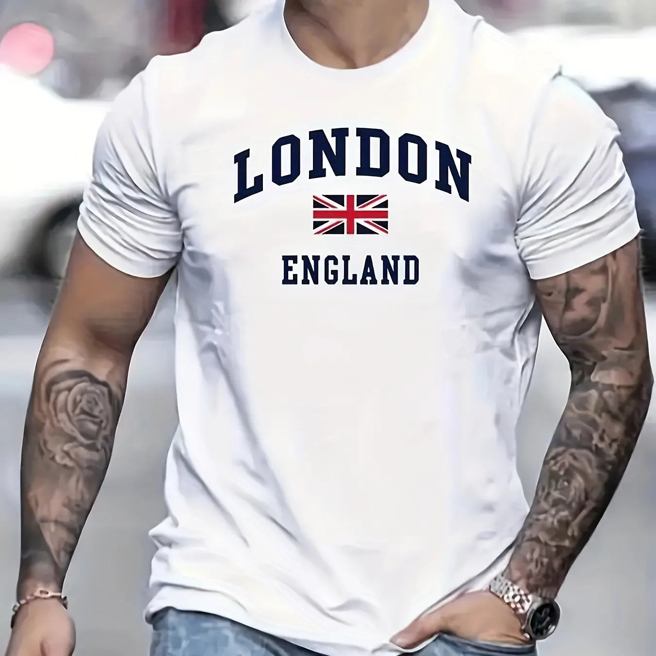 T-shirt à Manches Courtes et Col Rond pour Homme, Haut Décontracté en Coton Pur,