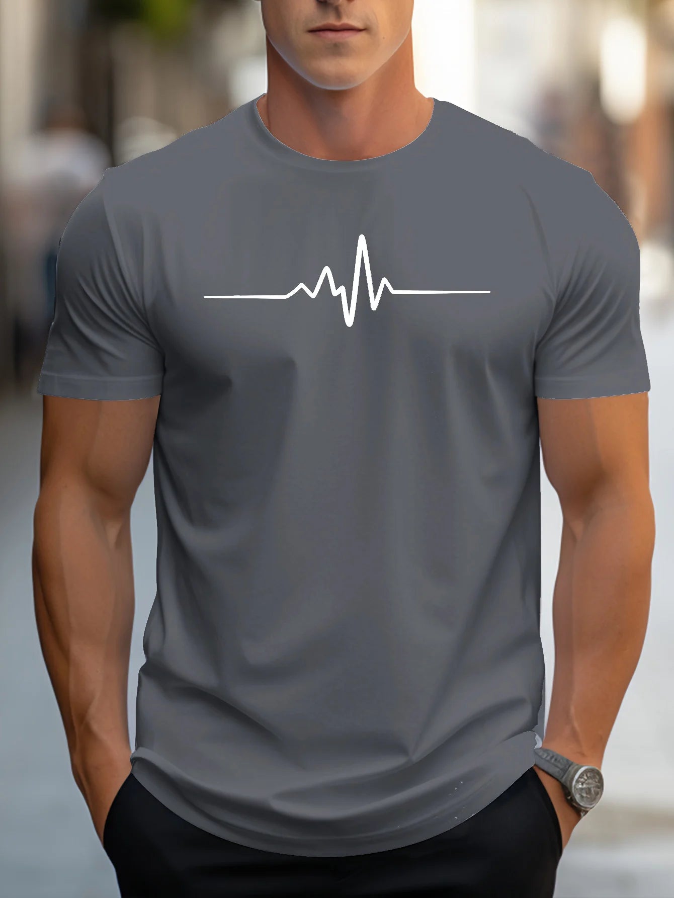 T-shirt manches courtes, col rond, homme, 100% coton, taille ample, motif créatif imprimé, coupe cintrée, sport, décontracté,