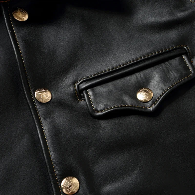 Veste en cuir de cheval de couche supérieure de cire d'huile importée, homme, décontracté,
